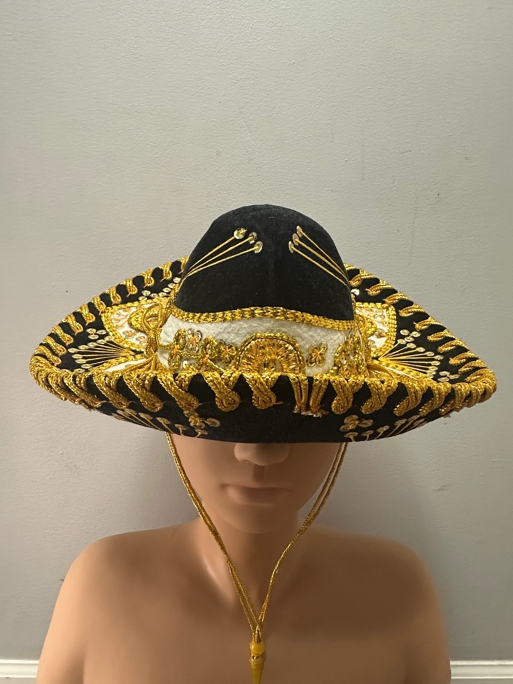 Pigalle Hat Black & Gold Charro Sombrero Hat